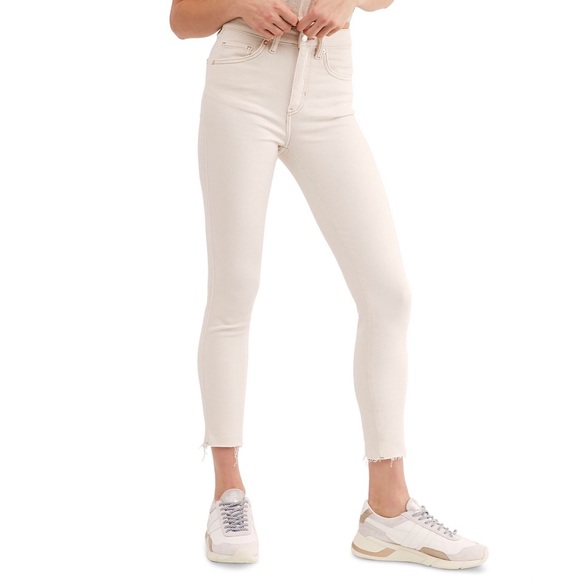 Free People Hi-Rise Denim Jeggings Jean Raw Hem 31